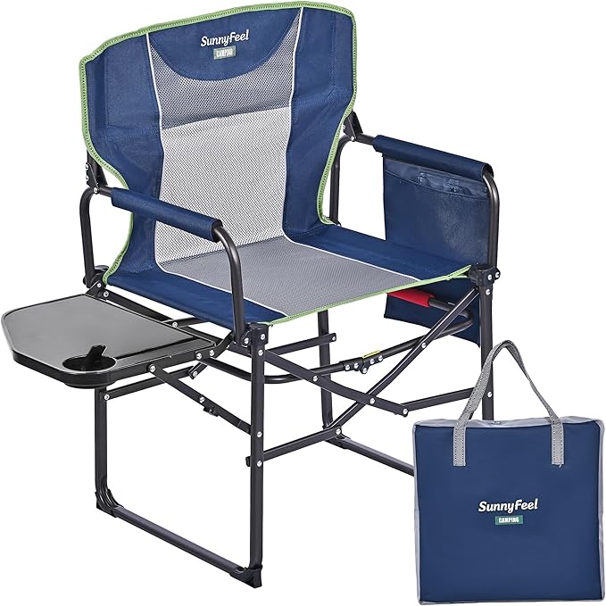 SUNNYFEEL Camping Directors Chair, Heavy Duty, Oversized Portable Folding Chair by SunnyFeelCamping