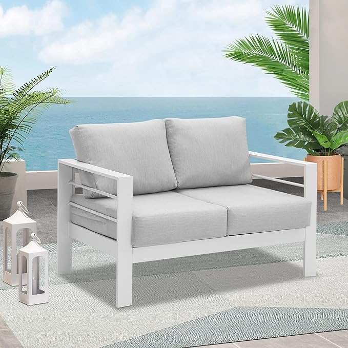 Wisteria Lane Patio Furniture Aluminum Loveseat, All-Weather Outdoor 2 Seats - Image 8