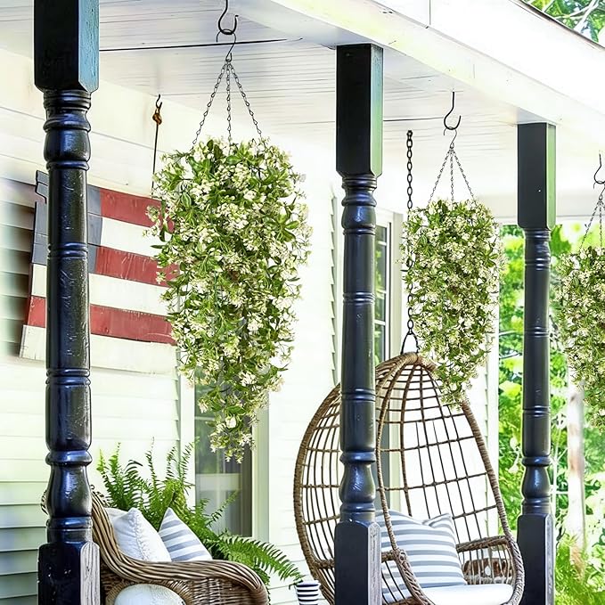 Waipfaru 4pcs Fake Hanging Plants, Artificial Hanging Flowers Faux Ivy Pothos - Image 7