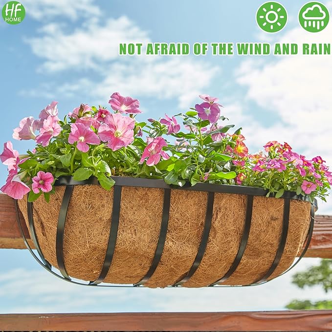 HFHOME 2 Pcs 24" Window Box Deck Railing Planter - Image 5