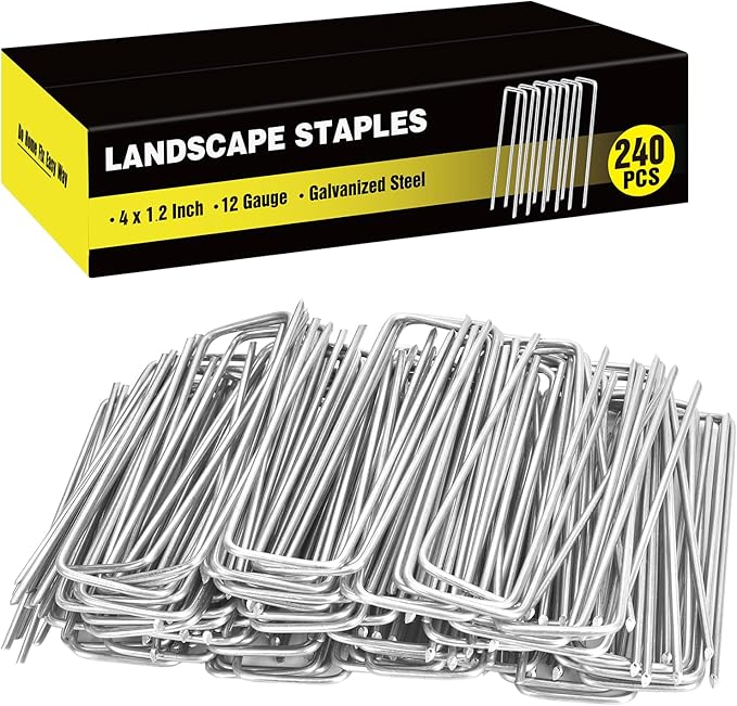 HongWay 240 Pack 4 Inch Landscape Staples, Garden Staples 12 Gauge Galvanized by HongWay
