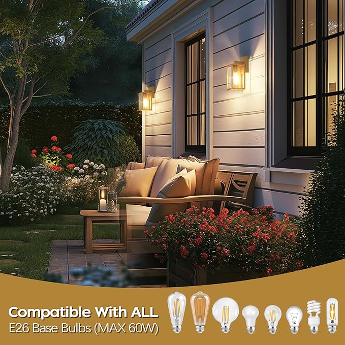 WIHTU Gold Outdoor Exterior Light Fixture - Image 3