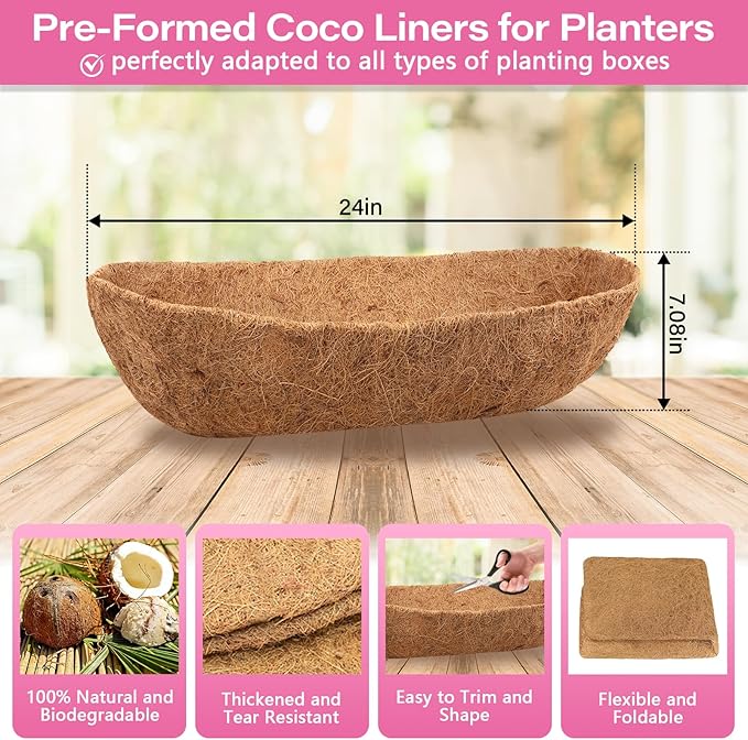 Legigo 4 Pack 24 Inch Natural Trough Coco Liner - Image 2