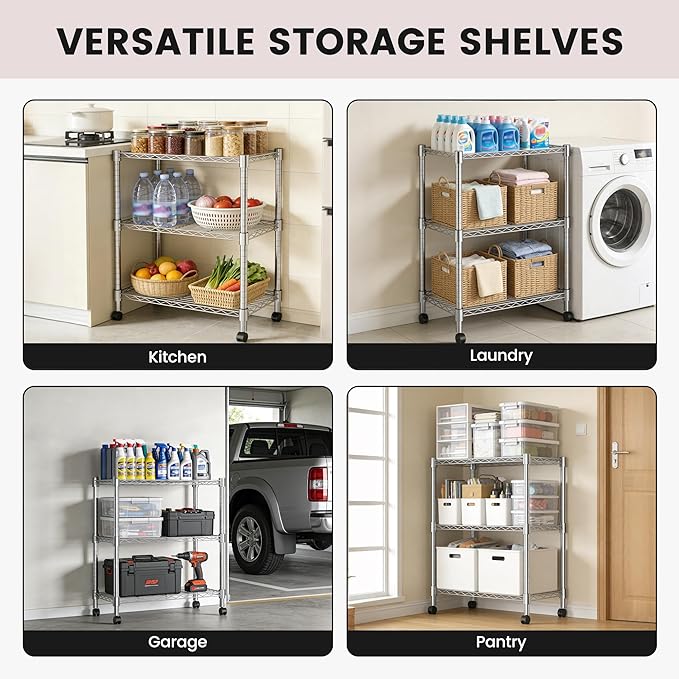 Xcity Storage Shelves, 3 Tier Heavy Duty Metal Shelving Unit - Image 7
