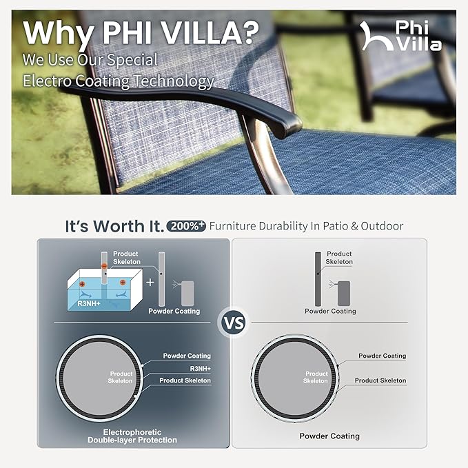 PHI VILLA Outdoor Swivel Bar Stools Set of 6, Bar Height Patio Chairs Furniture - Image 8