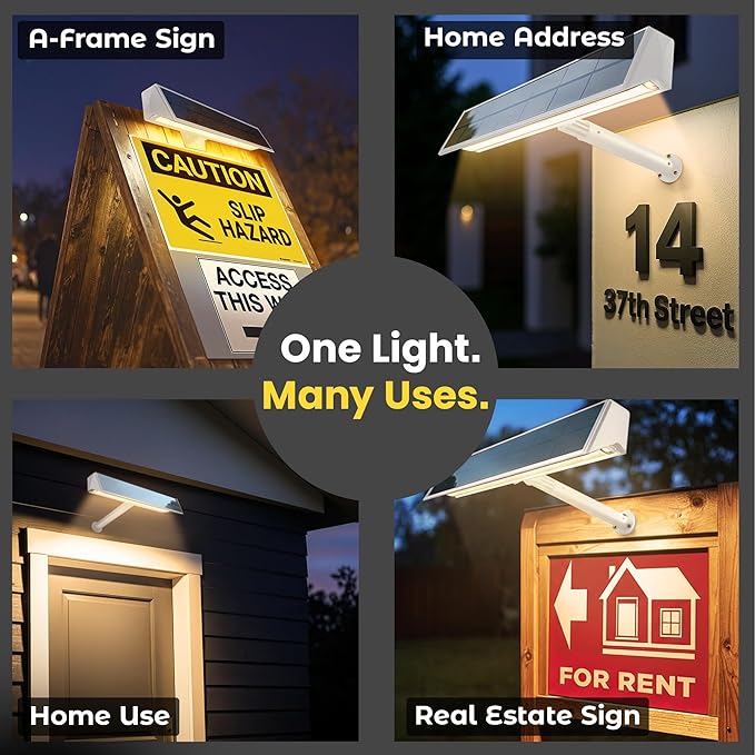 Brighticonic Solar Sign Lights Outdoor White – LED Solar Sign Light - Image 3
