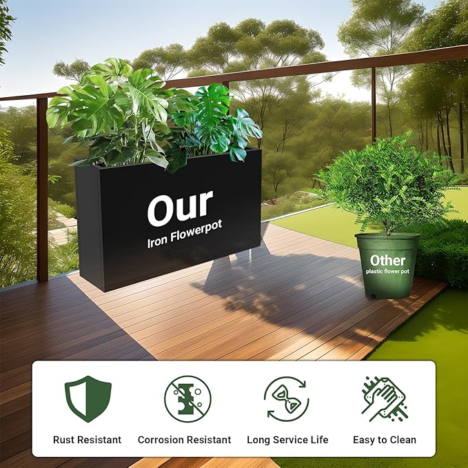 Metal Planter Box 36” x 12” x 24”, Heavy Duty Tall Rectangle Planter Box - Image 3