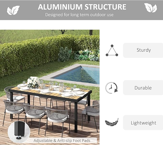 Outsunny 75" x 35" Outdoor Dining Table - Image 5