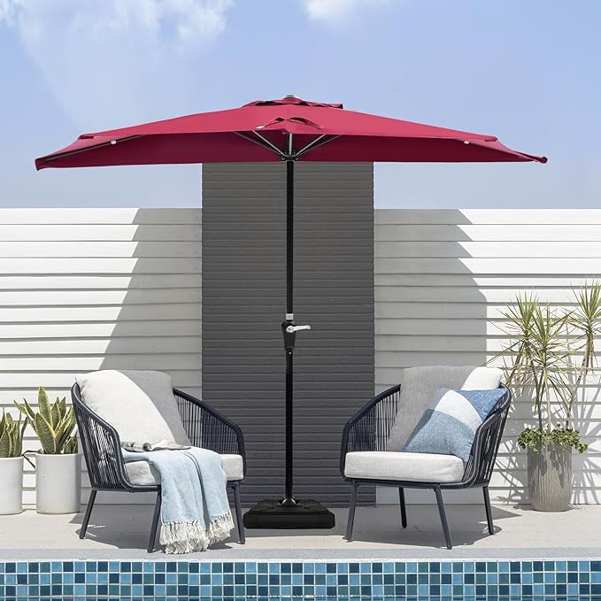 OLIXIS Half 9Ft Umbrella Outdoor Patio, Scalloped Patio Umbrella - Image 6