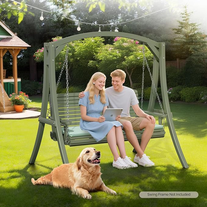 VINGLI Heavy Duty 880 LBS Patio Wooden Porch Swing Outdoor - Image 7