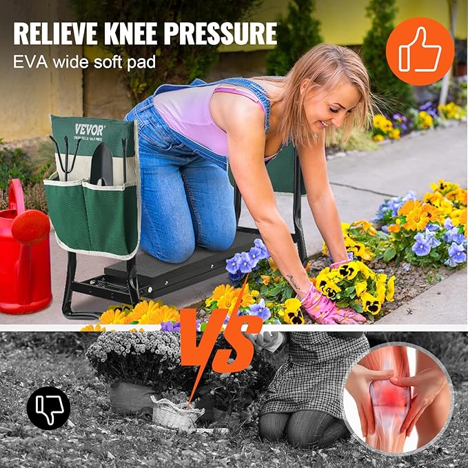 VEVOR Garden Kneeler and Seat, 330 lbs Load Capacity, Foldable Garden Stool - Image 4