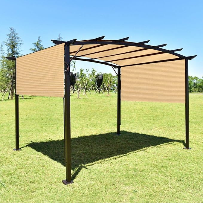 Eden's Decor Straight Flat-Edged Sun Shade Sail Rectangular 10' x 13' Beige - Image 5