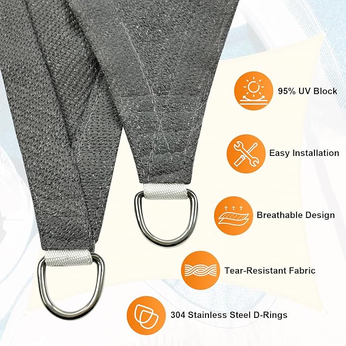 Artpuch Sun Shade Sails Canopy, 185GSM Shade Sail UV Block - Image 3