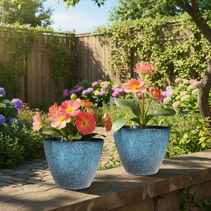 2 Pack Plastic Plant Pots with Drainage Holes, 8 inch Planter - Image 6