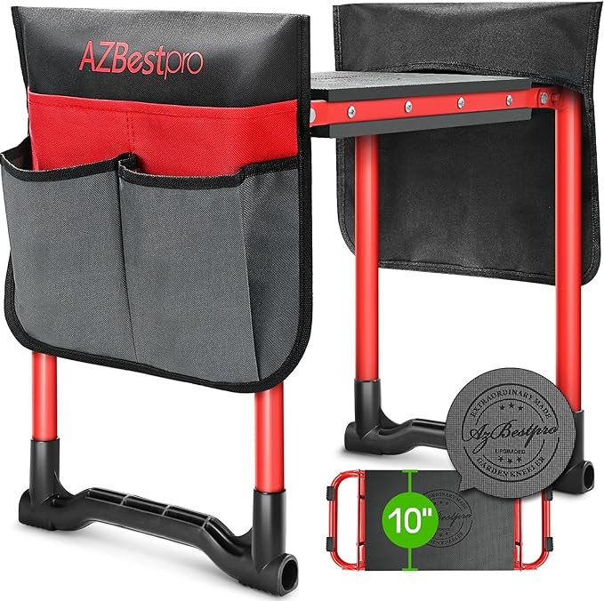 Garden Kneeler and Seat Heavy Duty, Upgraded Foldable Gardening Stool Widened by AZBestPro