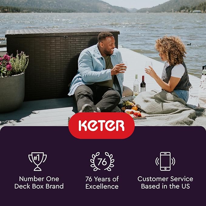Keter Java XXL 230 Gallon Resin Rattan Look Large Outdoor Storage Deck Box - Image 12