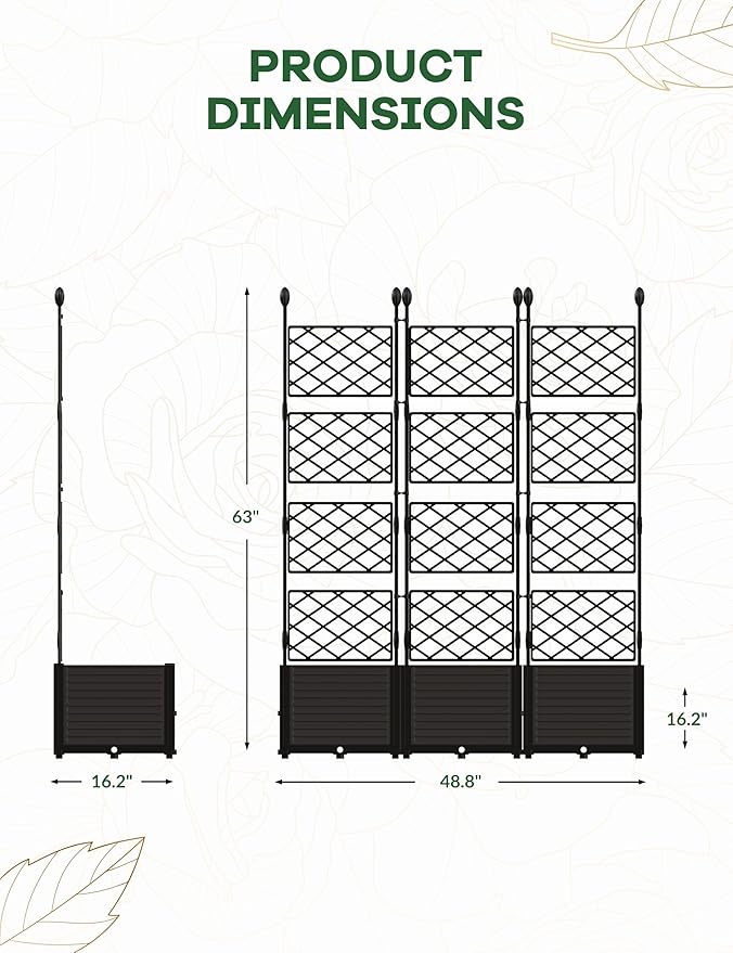 3 PCS Raised Garden Bed with Trellis, Outdoor Vertical Garden with Privacy - Image 2