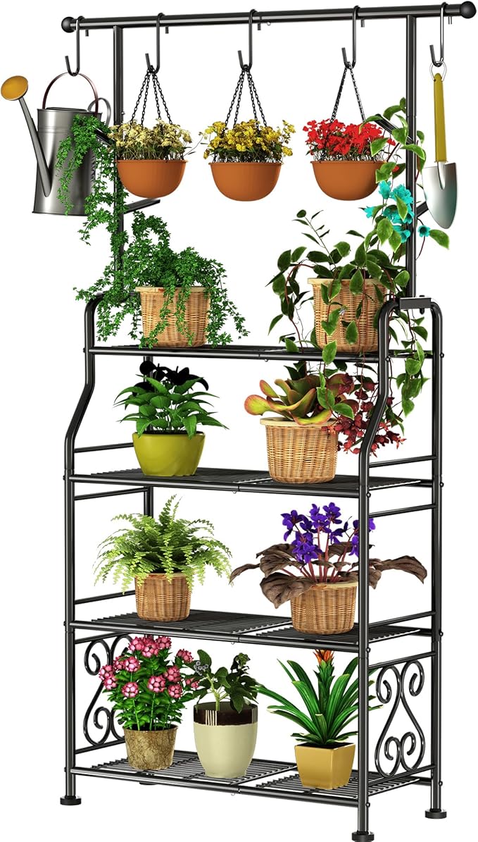 GIOTORENT Plant Stand Indoor Outdoor, 4-Tier Heavy Duty Metal Shelves, Display by GIOTORENT