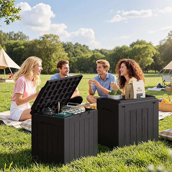 JUMMICO 31 Gallon Resin Deck Box Waterproof Indoor Outdoor Storage Boxes - Image 5