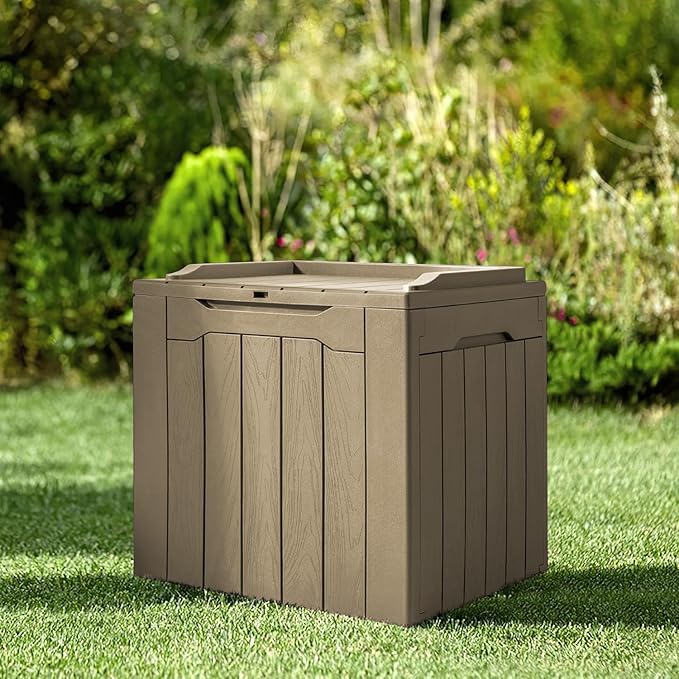 JUMMICO 31 Gallon Resin Deck Box Waterproof Indoor Outdoor Storage Boxes - Image 4