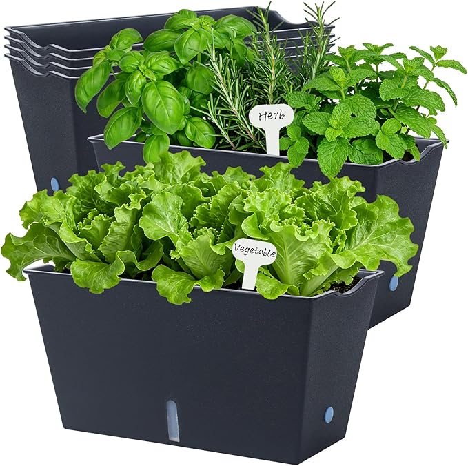 Window Box Planter 6 Pcs, 12.1 Inches Self Watering Plant Pots Rectangle Flower - Image 4