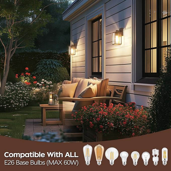 Oil Rubbed Bronze Outdoor Front Porch Light Fixture Wall Mount, LED Exterior - Image 3