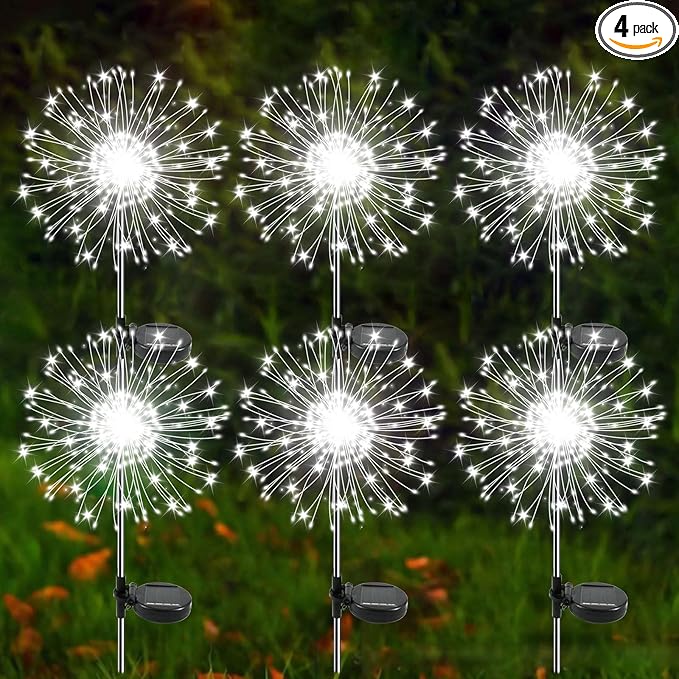 Solar Garden Lights Outdoor, 6 Pack 120 LED Twinkling Firework Lights Decorative by Yaafen