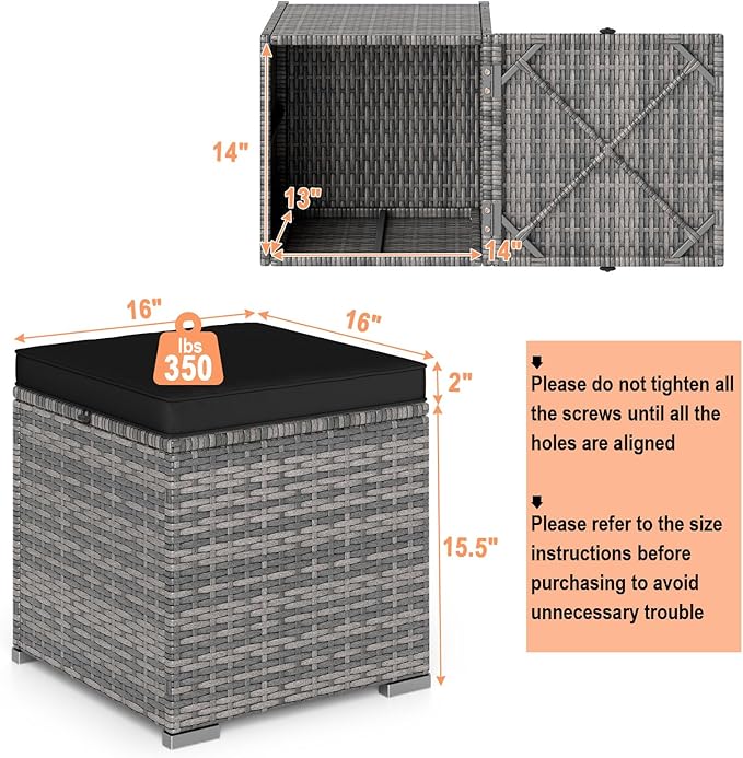 RELAX4LIFE Wicker Outdoor Storage Ottoman - Image 3