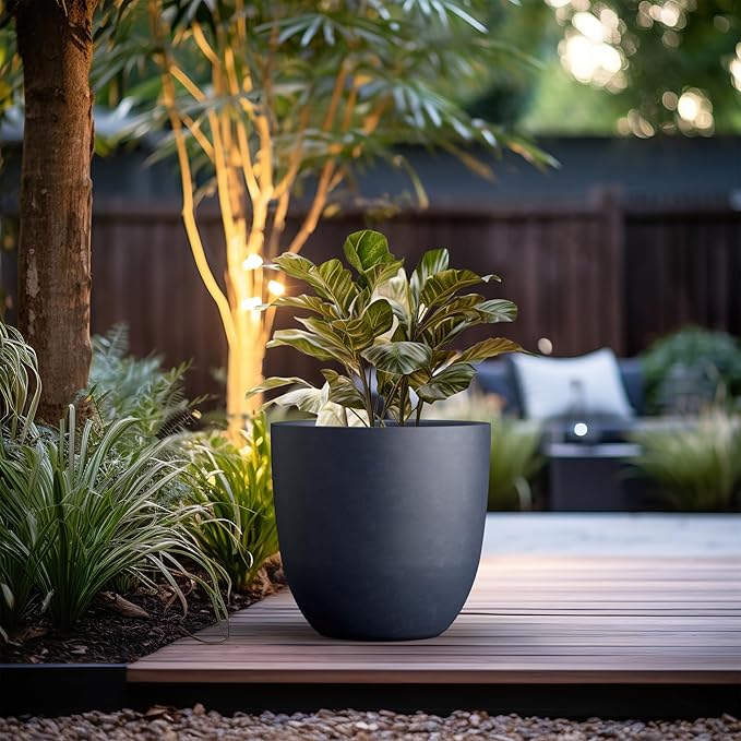 Kante 18 Inch Dia Round Concrete Planter, Indoor Outdoor Large Plant Pot - Image 3