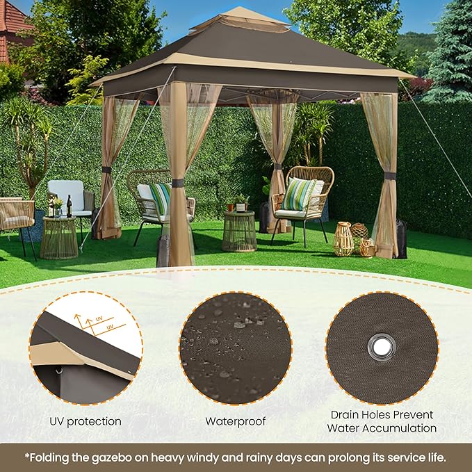 Yaheetech 11x11 Pop Up Gazebo Outdoor Canopy Shelter, Instant Patio Gazebo Sun - Image 5