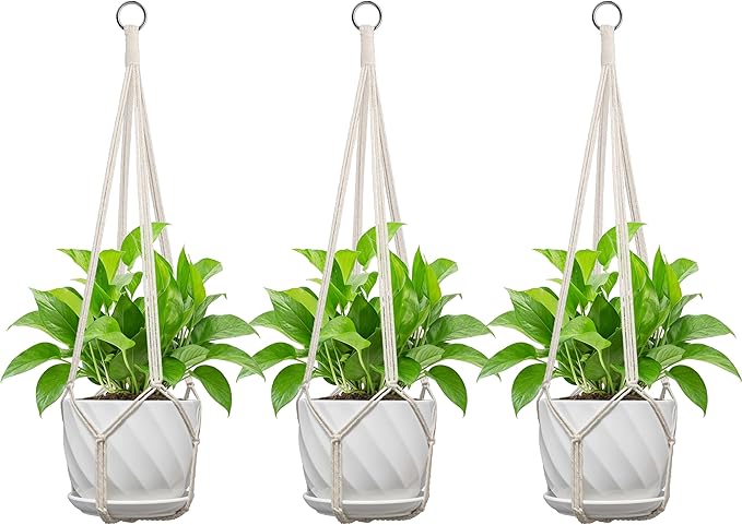 Macrame Plant Hanger, Fits 4-13 Inch Pots, Boho Hanging Plant Holder by IDEEEPAN