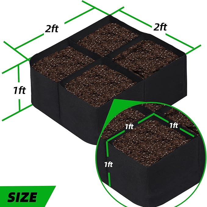 CJGQ Fabric Raised Garden Beds Outdoor, 2X2 Ft 4 Grids Plant Grow Bags - Image 6
