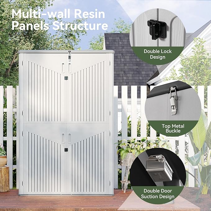 Aoxun Outdoor Storage Shed, 64 Cu.Ft Vertical Storage Sheds Outdoor - Image 2