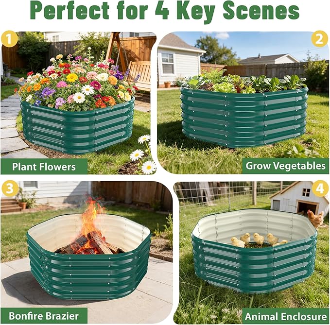Hexagon Raised Garden Bed, 48 Inch Diagonal & 16.5 Inch Tall, Galvanized Steel - Image 7