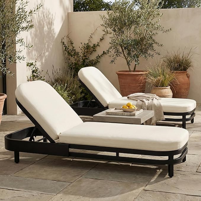 LUMISOL Outdoor Lounge Chair Set of 2, Modern Aluminum Chaise Loungers - Image 4