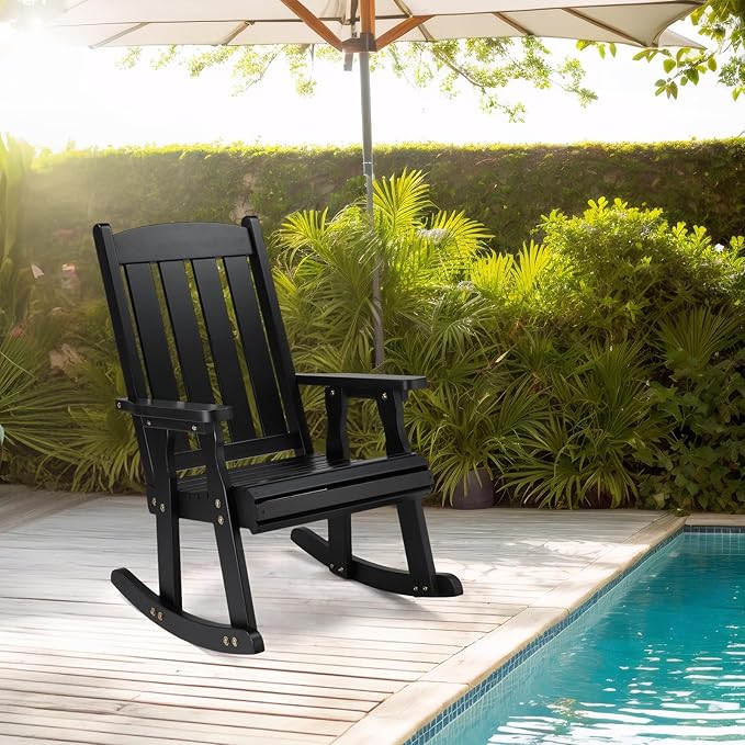VINGLI Outdoor Rocking Chair Set of 2, Heavy Duty 600 LBS Wooden Rocking Chair - Image 2