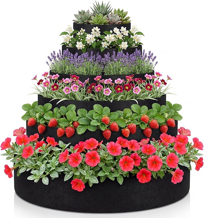 6 Tiered Strawberry Planter for Outdoor Plants, 47 Inch Heavy Duty Strawberry by Unknown