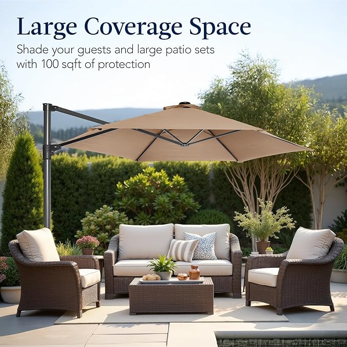 Best Choice Products 10ft Offset Cantilever Hanging Market Patio Umbrella - Image 4