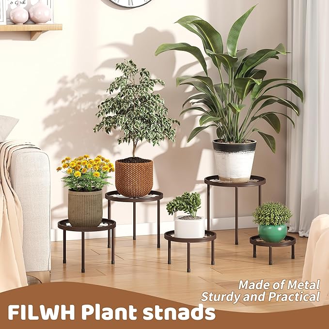 Plant Stand Indoor Outdoor 5 Pack Heavy Duty Metal Stand Multiple Plants - Image 5