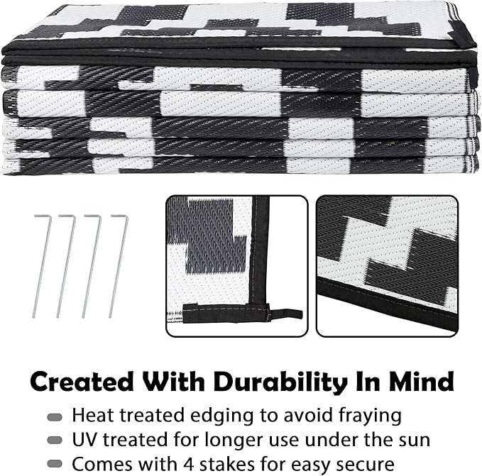 SAND MINE Waterproof Outdoor Rug 9x12 ft, Plastic Reversible Rug, Modern Area - Image 4