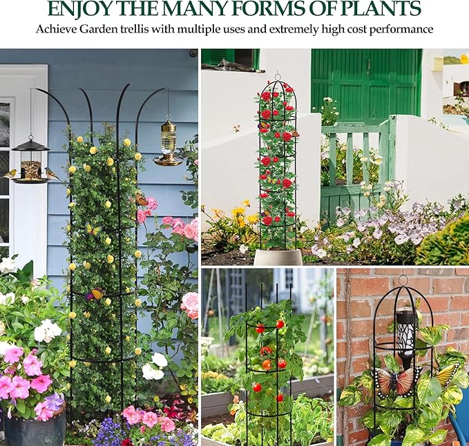100% Metal Obelisk Trellis for Climbing Plants Outdoor Garden Tower Trellis - Image 4