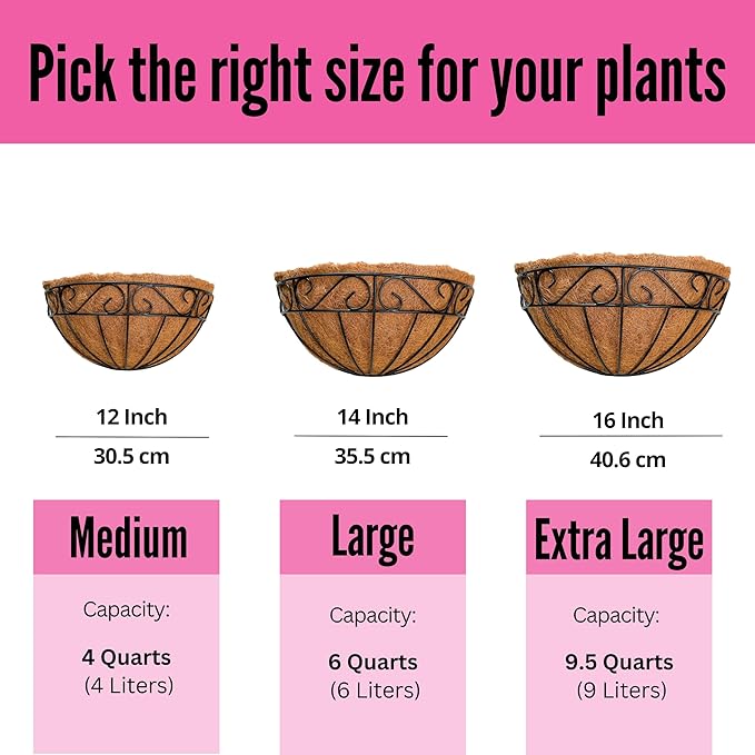 LaLaGreen Wall Hanging Planters, 6 Pack, 12 Inch Balcony Flower Baskets - Image 4