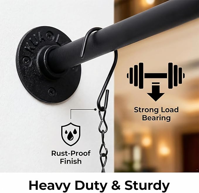 2 Pack Black Metal Pipe Plant Hanger Indoor - Image 2