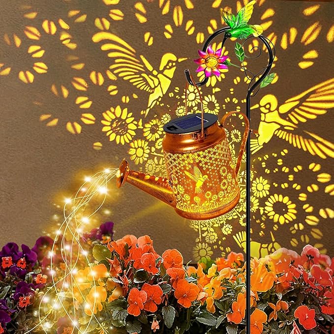 Solar Lanterns Outdoor, Hummingbird Sunflower Watering Can lights, Waterproof by YJFWAL