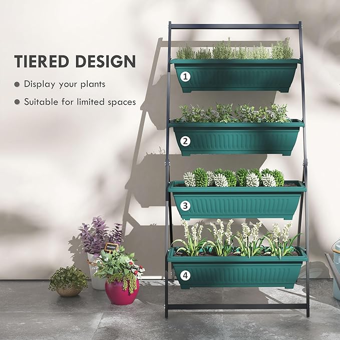 Outsunny Raised Garden Bed, 4 Tier Vertical Garden Planter Set, 4 Outdoor - Image 3