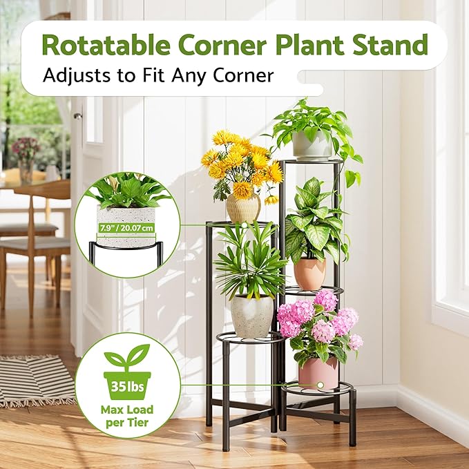 Corner Plant Stand Indoor Outdoor Tall Metal Flower Pot Stands - Image 2
