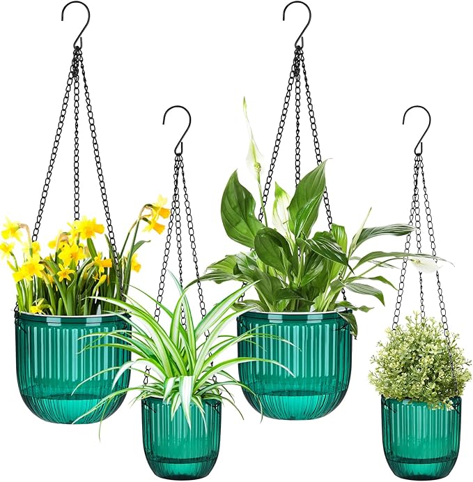 Maxcheck 4 Pcs Self Watering Hanging Planters Indoor Gift 6.5'' 4.5'' Hanging by Maxcheck