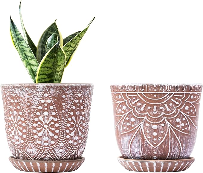 Gepege 6 Inch Beaded Ceramic Planter Set of 2 by Gepege
