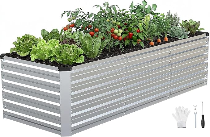 INNO STAGE 8x3x2ft Galvanized Raised Garden Bed, Raised Garden Bed Kit-Metal by INNOSTAGE