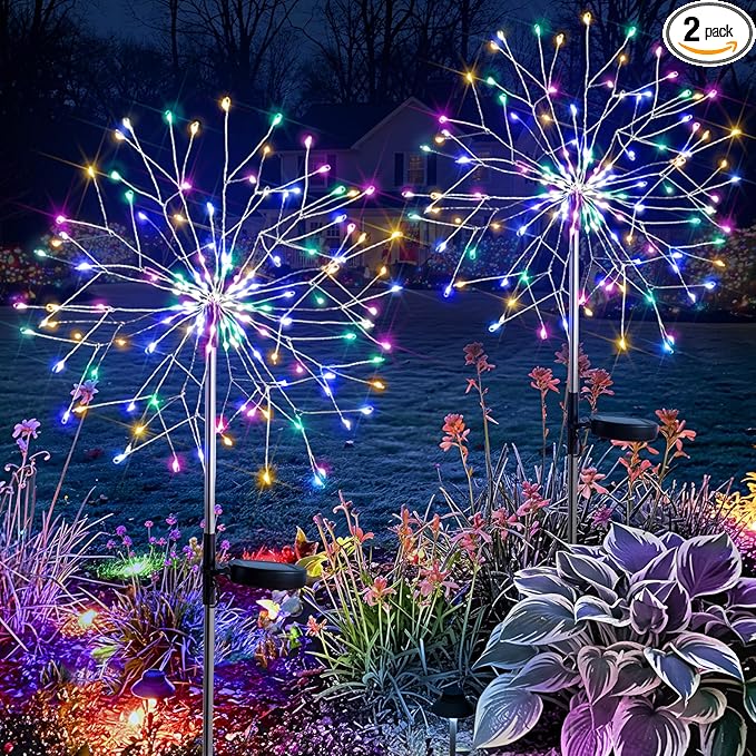 suddus Solar Garden Lights Outdoor Waterproof, Upgrade 2 Pack 150LED Solar by SUDDUS